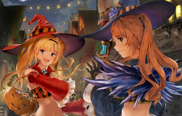 Девушки, тыква, Хеллоуин, Granblue Fantasy