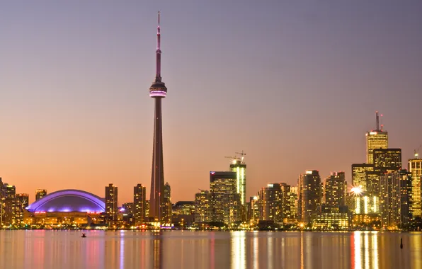 Город, небоскреб, dusk, Toronto