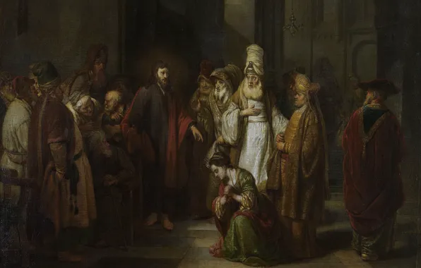 Картина, религия, мифология, Христос и Грешница, Гербранд ван ден Экхоут