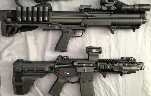 Gun, weapon, shotgun, AR-15, AR 15, Kel-Tec KSG, Kel-Tec, 12 gauge