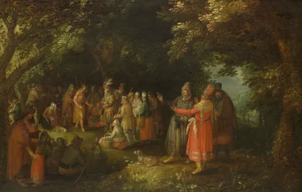 Масло, картина, мифология, Проповедь Иоанна Крестителя, Давид Винкбонс, 1610, David Vinckboons