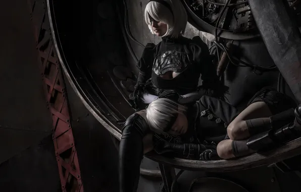Девушка, парень, двое, косплей, Nier Automata