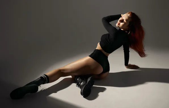 Ass, shorts, model, tattoo, women, redhead, hips, boots