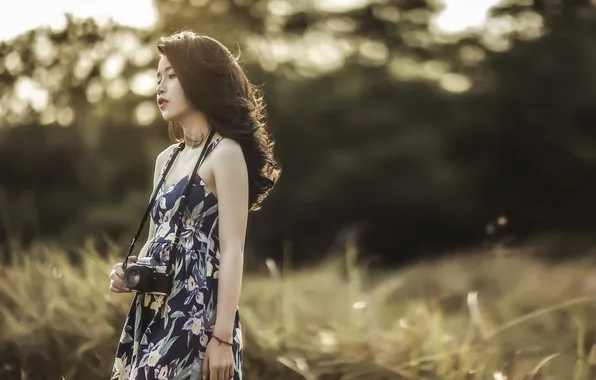 Лето, девушка, азиатка