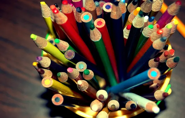 Картинка макро, цветные, карандаши