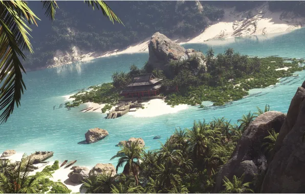 Пальмы, остров, водоём, постройка, Perfect Hideaway prt. 3 - Silent Beach