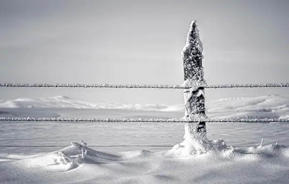 Картинка снег, забор, Зима, столбик