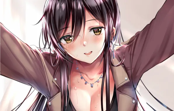 Girl, sexy, cleavage, long hair, boobs, anime, beautiful, pretty