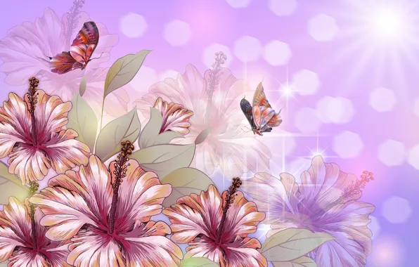 Картинка бабочки, цветы, обои