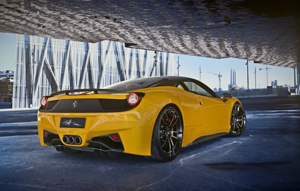 Картинка Феррари, Зад, Желтая, Италия, Ferrari, 458, Yellow, Italia