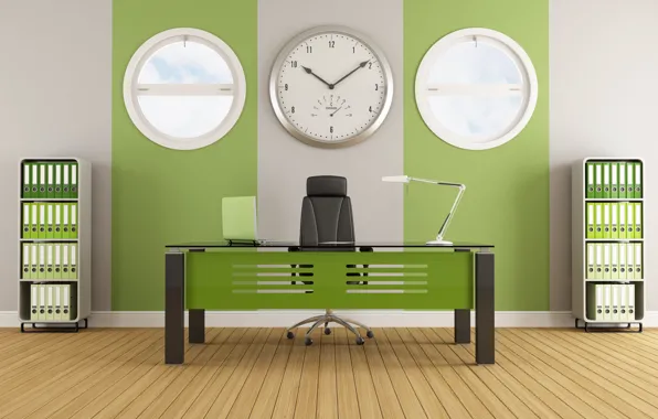 Картинка зеленый, интерьер, современный, офис, Green, interior, office, contemporary