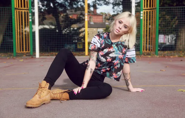 Girl, woman, feathers, model, tattoo, blonde, tattoos, female