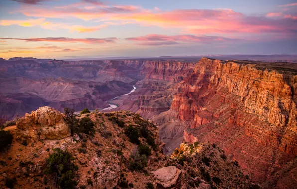 Горы, река, камни, скалы, каньон, панорама, США, Grand Canyon