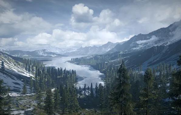 Природа, Battlefield 3, Armored Kill, лес горы