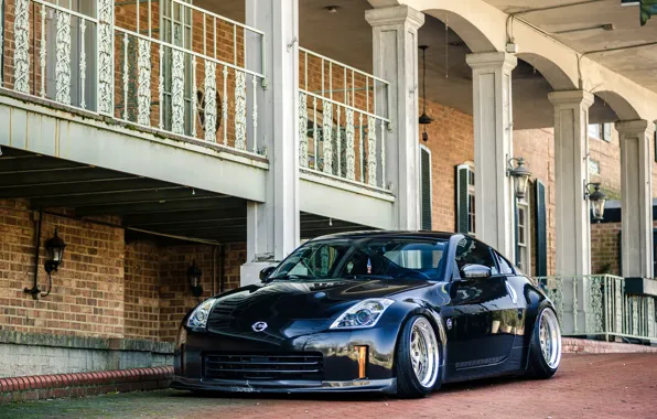 Nissan, 350z, black, stance, frontside