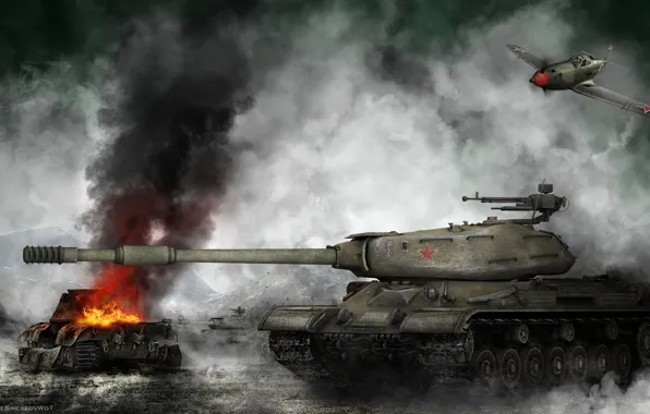 Картинка дым, World of Tanks, ИС-4, Мир Танков, Советский Танк, тт 10 лвл, WOT, ИС4