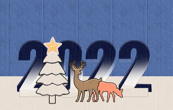 Новый год, ёлка, олени, 2022