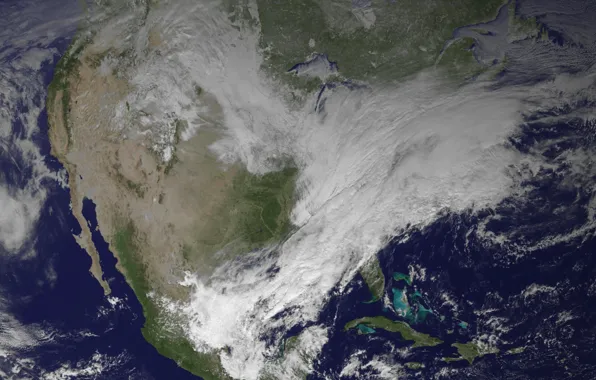 Картинка острова, спутник, атмосфера, Земля, Earth, Северная Америка