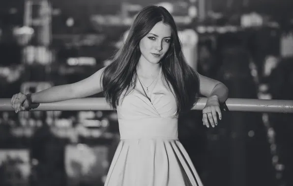 City, light, girl, fashion, dress, sunset, young, evening