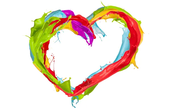 Брызги, сердце, краска, colors, design, heart, splash, paint
