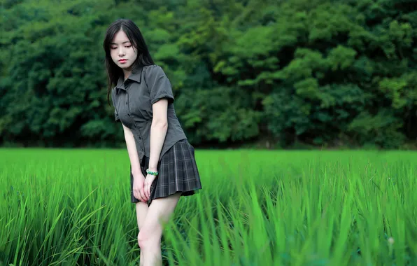 Beautiful, Asian, Model, Woman, Cute, Pretty, Outdoor, Uniform