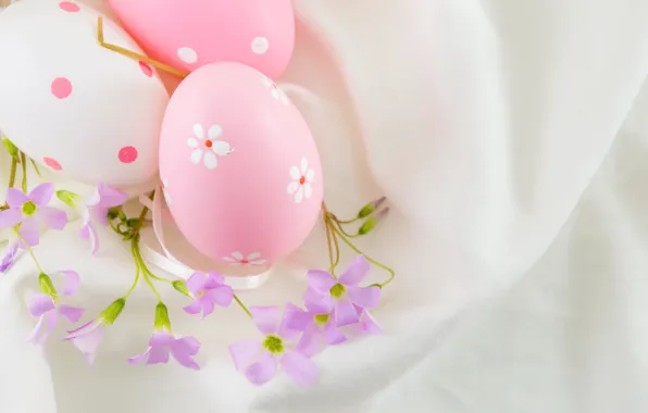 Цветы, Пасха, pink, flowers, spring, Easter, eggs, decoration