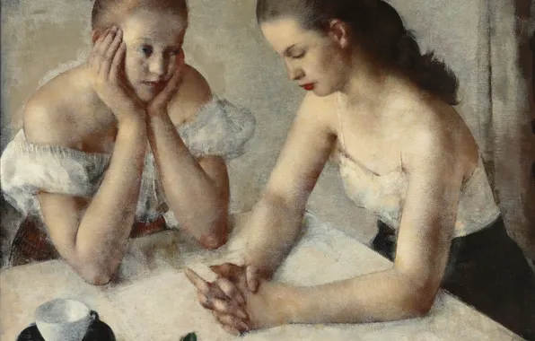 Картинка девушки, роза, Grigory Gluckmann, Мечтательницы