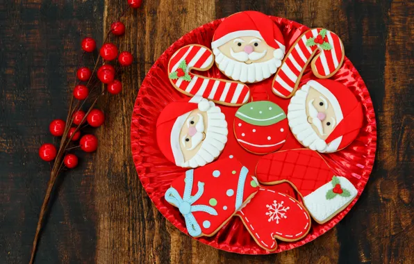 Украшения, Новый Год, печенье, Рождество, Christmas, wood, New Year, cookies