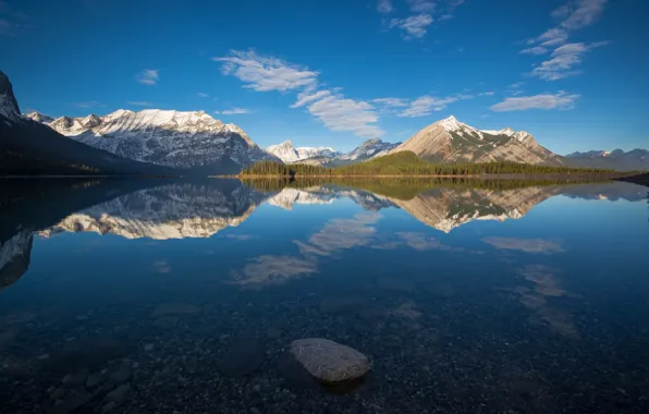 Горы, озеро, отражение, Канада, Альберта, Alberta, Canada, Канадские Скалистые горы
