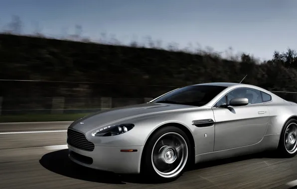 Серый, Aston Martin, Vantage, silver, Астон Мартин, Вантаж, driving