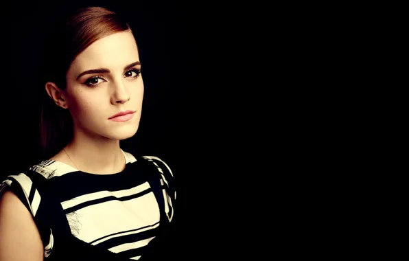 Макияж, актриса, Эмма Уотсон, Emma Watson, model, фон black, hair, фотомодель