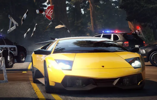 Lamborghini, need for speed, Автомобиль, копы, hot pursuit, заслон