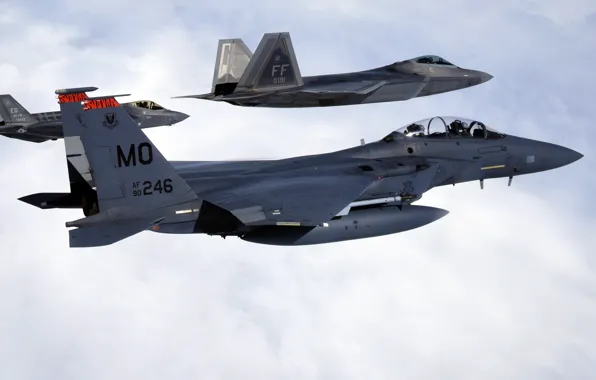 Картинка F-22, Raptor, F-15, ВВС США, Lightning II, F-35, Strike Eagle, U.S. Air Force