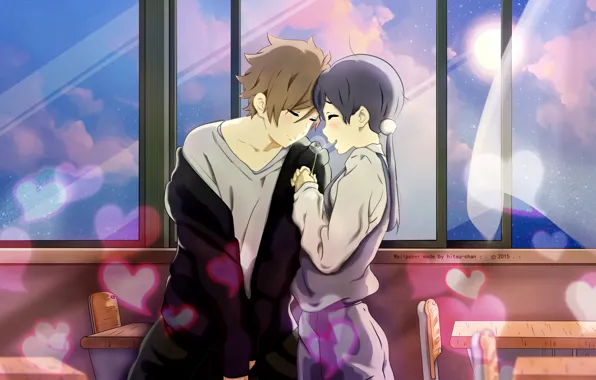 Девушка, романтика, аниме, арт, парень, Tamako Market