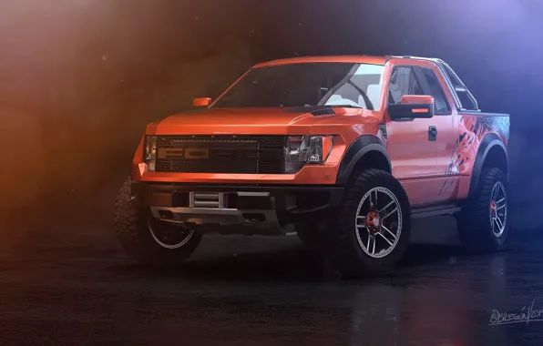 Ford, Авто, Машина, Внедорожник, Рендеринг, F-150, Оранжевый тюльпан, Transport & Vehicles