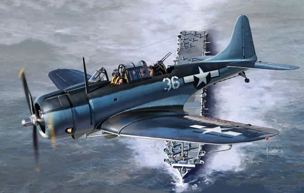 USA, Бомбардировщик, Авианосец, US Navy, Пикирующий бомбардировщик, SBD Dauntless, Палубная авиация, SBD-5