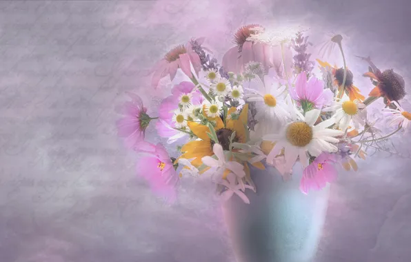Цветы, букет, картина, ваза