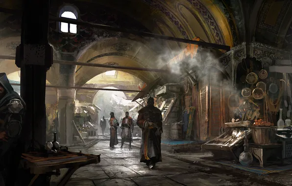 Картинка базар, константинополь, Assassin’s Creed: Revelations, Эцио Аудиторе, Кредо Ассасина, Откровения