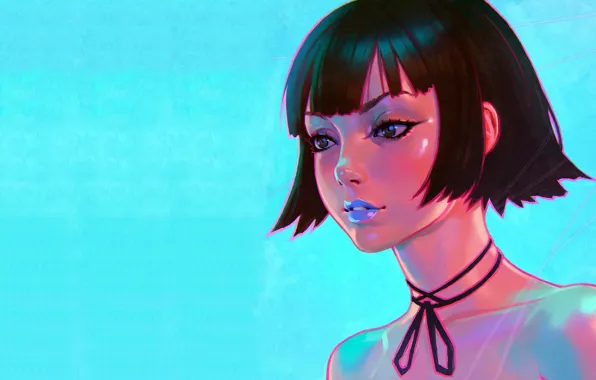 Картинка девушка, лицо, волосы, аниме, арт, прическа