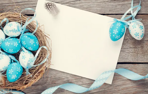 Бумага, голубой, доски, яйца, Пасха, лента, Spring, Easter