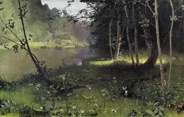 Картинка пейзаж, природа, картина, Лесная Река, Николай Дубовской