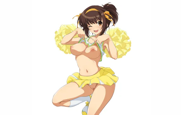 Girl, sexy, pussy, brown hair, nipples, boobs, anime, beautiful
