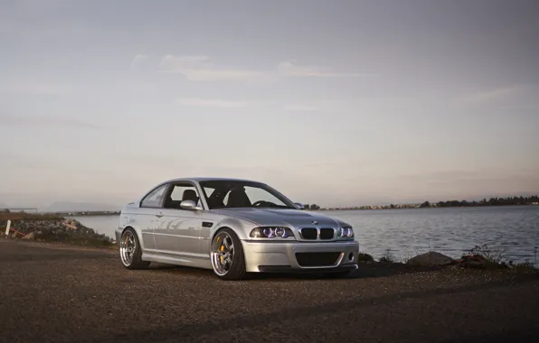 Картинка bmw, silver, wheels, e46