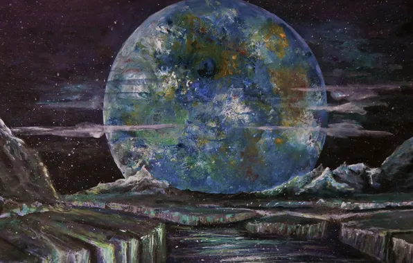 Картинка Звезды, Планета, Космос, Арт, Planet, Поверхность, Bruno Zumbo Art, by Bruno Zumbo Art