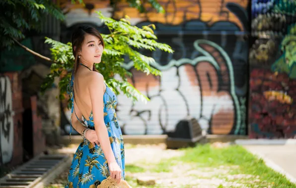 Девушка, азиатка, милашка, боке