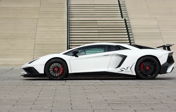 Картинка Lamborghini, White, Aventador, Superveloce