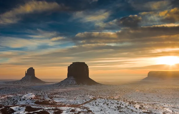 Картинка солнце, скалы, утро, Пустыня, Аризона