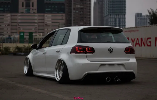 Volkswagen, white, tuning, bbs, low, stance, dropped, vag