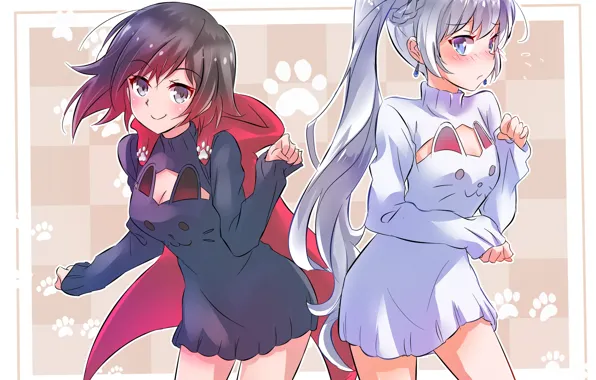 Девушки, аниме, кролики, RWBY