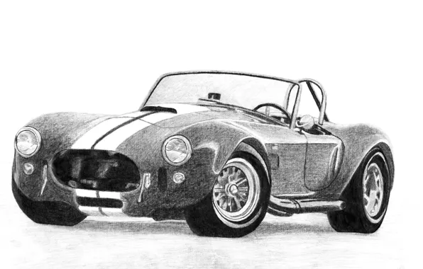 Картинка рисунок, родстер, 1965, 427 S/C, Shelby Cobra